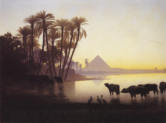 Theodore Frere Along the Nile at Giza Norge oil painting art